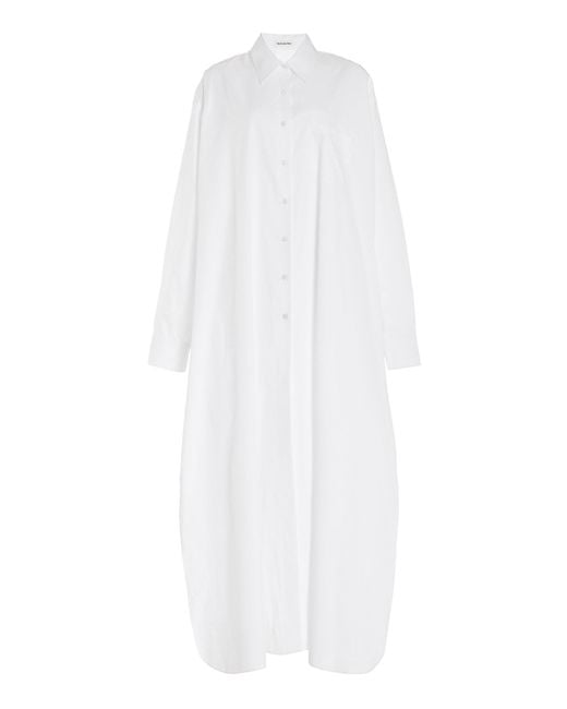 Frankie Shop White Avery Oversized Cotton-blend Maxi Shirt Dress