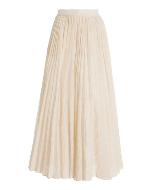 Totême  Natural Plissé Organic Cotton Chiffon Maxi Skirt