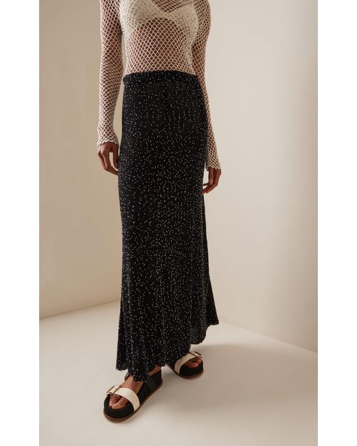 Gabriela Hearst Black Floris Beaded Knit Silk Maxi Skirt