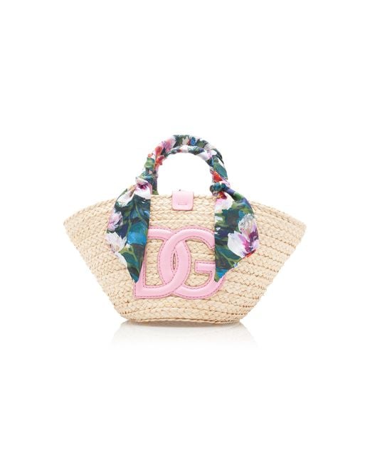 Dolce & Gabbana Pink Kendra Raffia Tote Bag
