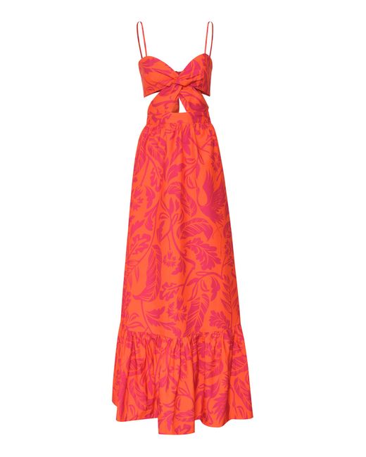 ANDRES OTALORA Red Rabat Cotton Maxi Dress