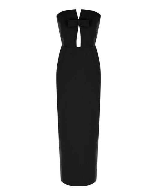 The New Arrivals Ilkyaz Ozel Black Holly In Sing Sing Bow-detailed Cutout Maxi Dress