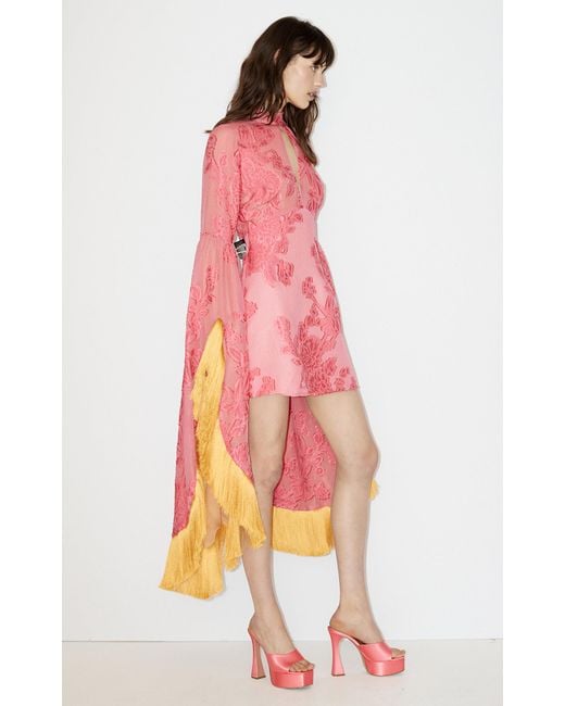 ALÉMAIS Leonard Fringe Jacquard Mini Dress in Red | Lyst