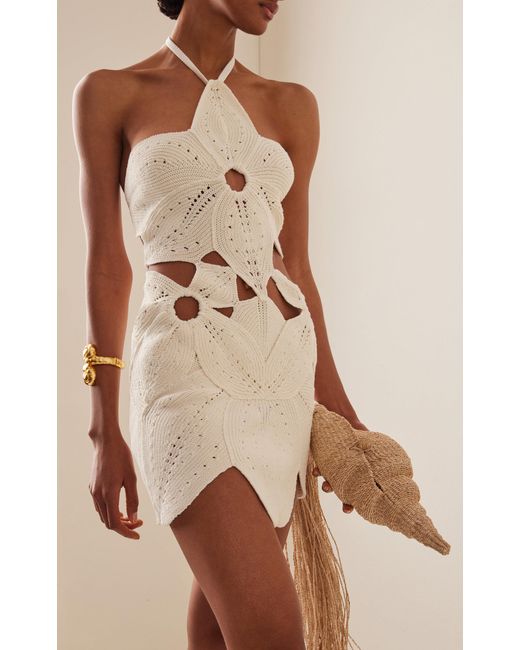 Cult Gaia White Floreana Knit-cotton Mini Dress