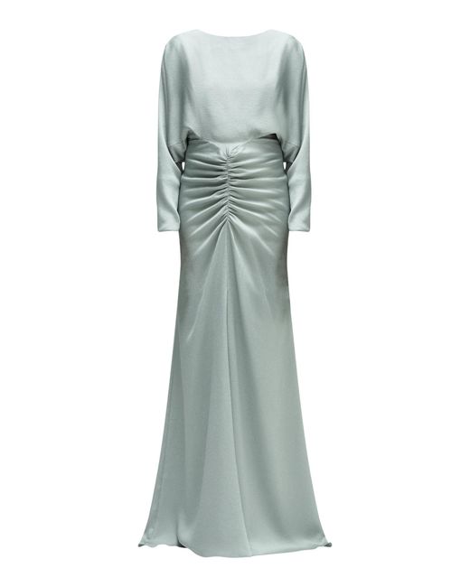 Amsale Green Hammered Satin Gown