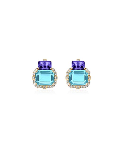 Goshwara Blue Two-Tone Stud Earrings