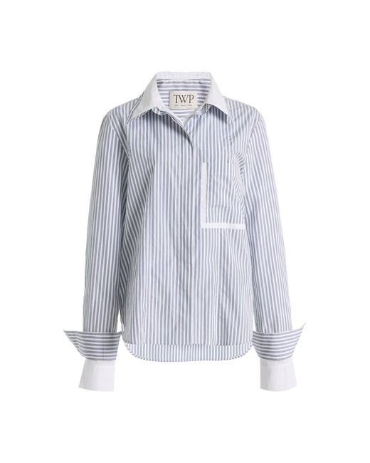 Twp White Double Layer Boyfriend Cotton Shirt