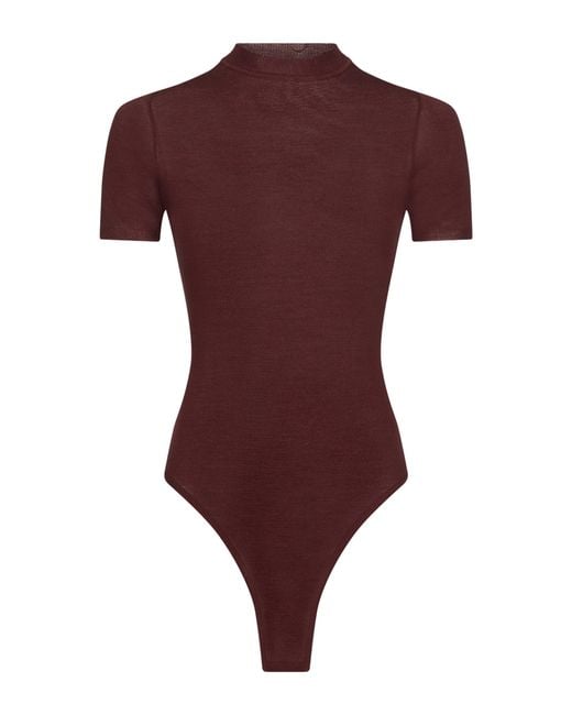 Alaïa Red Wool-Blend Knit Bodysuit