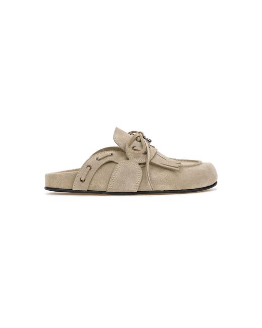 DI GAÏA Natural Cheryl Fringed Suede Mules