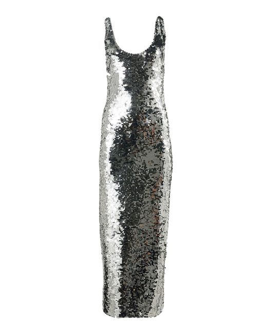 Carolina Herrera Metallic Embellished Signature Merino Sequin Midi Dress