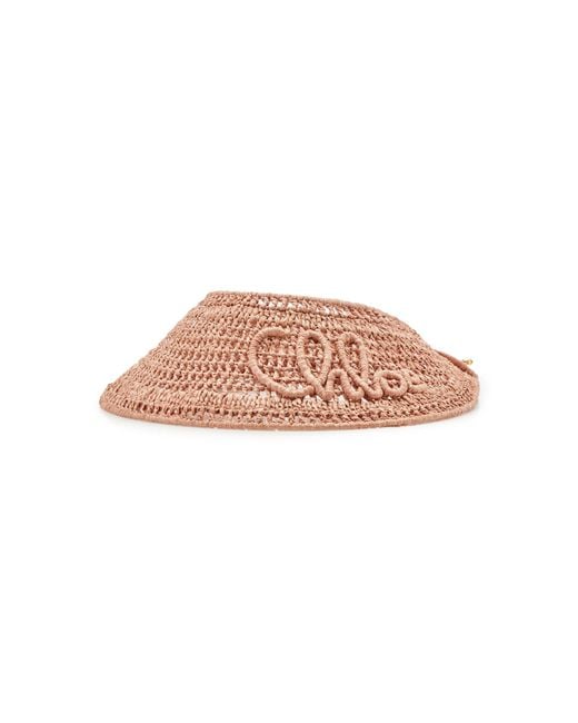 Chloé Pink Woven Raffia Visor