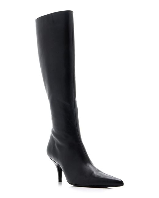 The Row Black Sling Leather Knee Boots