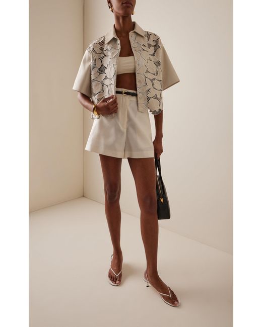 Jonathan Simkhai White Robinson Embroidered Vegan Leather Shirt