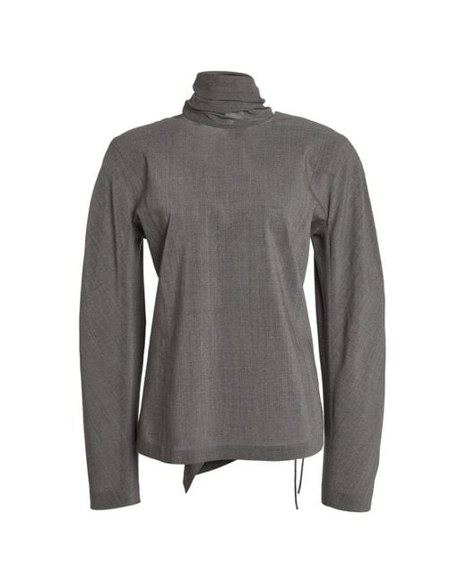 Jacquemus Gray Chale Draped Stretch-Wool Top