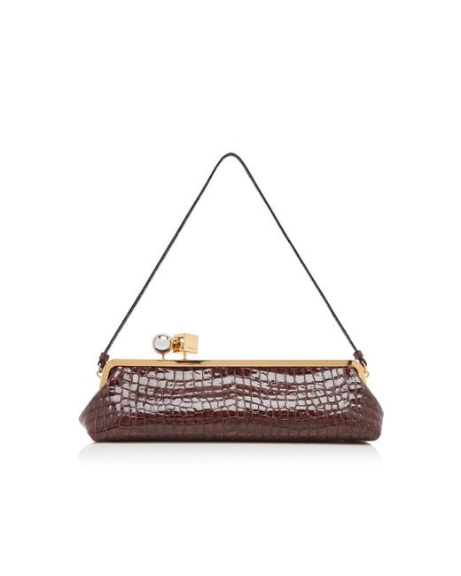 Jacquemus White The Salon Croc-Embossed Leather E/W Clutch
