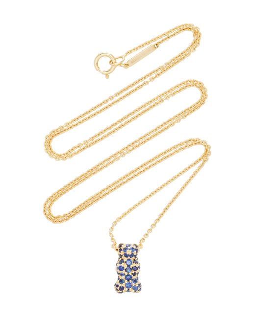 Lauren X Khoo 18k Yellow-gold And Blue Sapphire Gummy Bear Necklace
