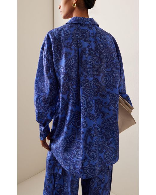 Zimmermann Blue Ottie Oversized Silk Shirt for men