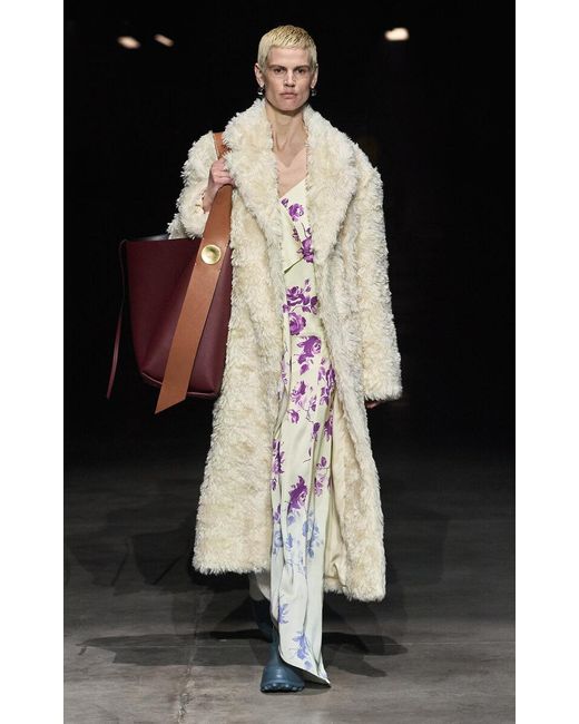 Jil Sander Mohairblend Long Pile Coat in Natural Lyst