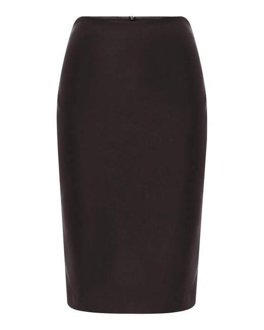 Alex Perry Black Leather Midi Skirt