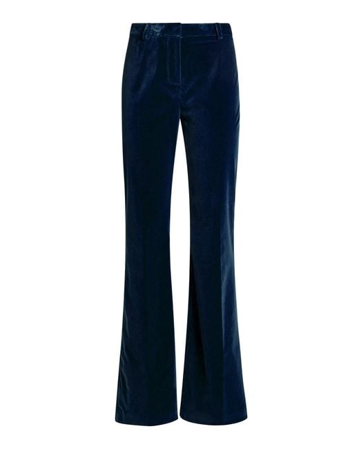 Etro Blue Mid-Rise Velvet Flared Pants