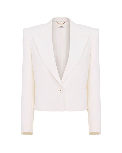 Chloé White Cropped Wool Blazer