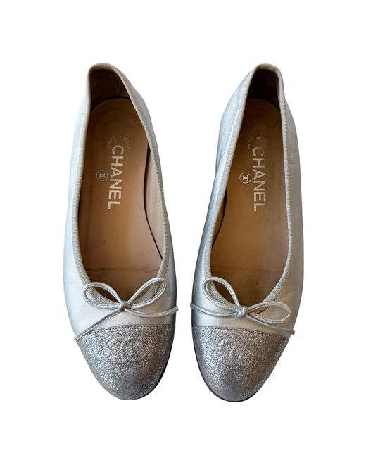 Dear Clementine Vintage Metallic Chanel Ballet Flats (It 37)