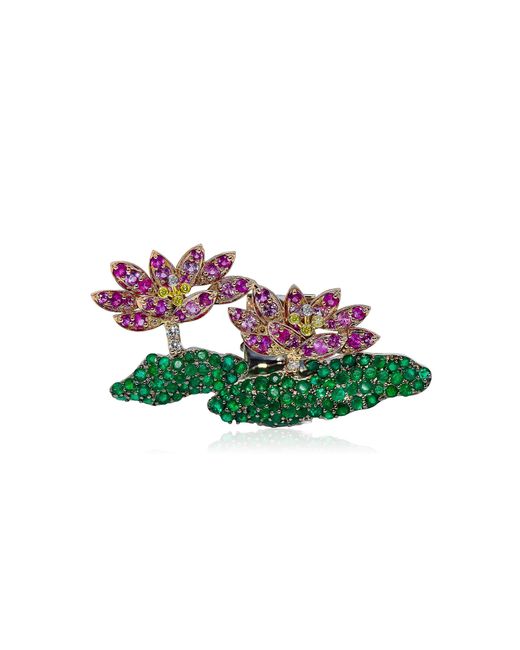 Ashna Mehta Green Lotus 18K And Rose Fancy Diamond Bag Charm
