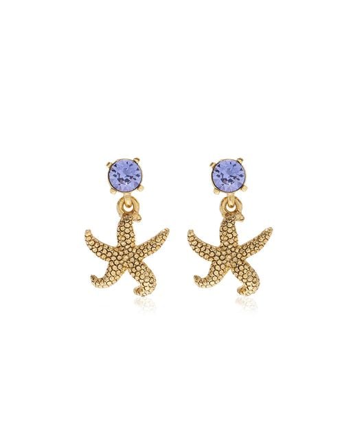 Oscar de la Renta Metallic Crystal Starfish Earrings