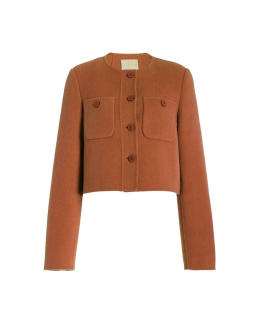 Ulla Johnson Brown Eve Cropped Wool-blend Jacket