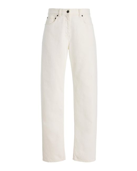 The Row White Burty Rigid Low-Rise Straight-Leg Jeans