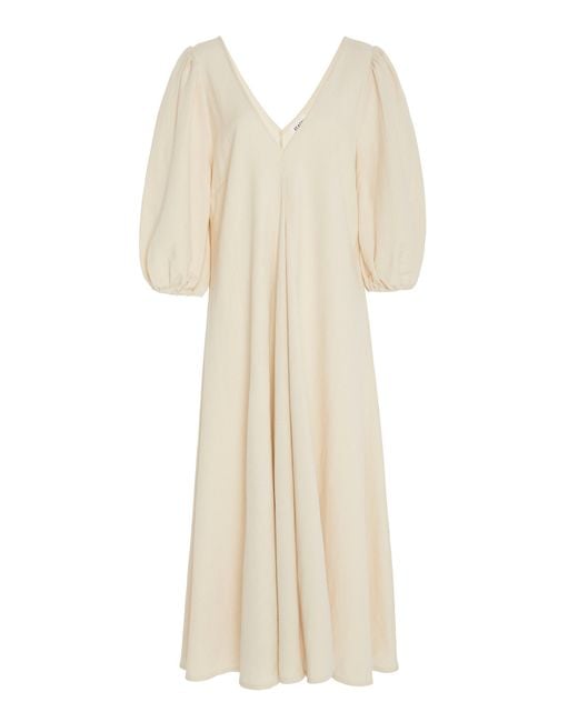 St. Agni White Sunday Linen-blend Midi Dress