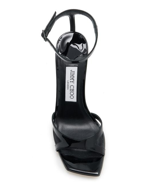 Jimmy Choo Black Ixia Patent Leather Sandals