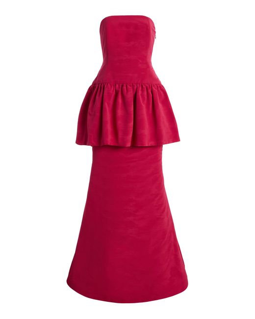 BERNADETTE Red Balthasar Moire Maxi Dress