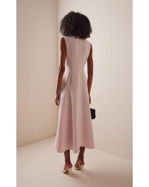 Brandon Maxwell Pink Exclusive Riviera Buttoned Crepe Midi Dress