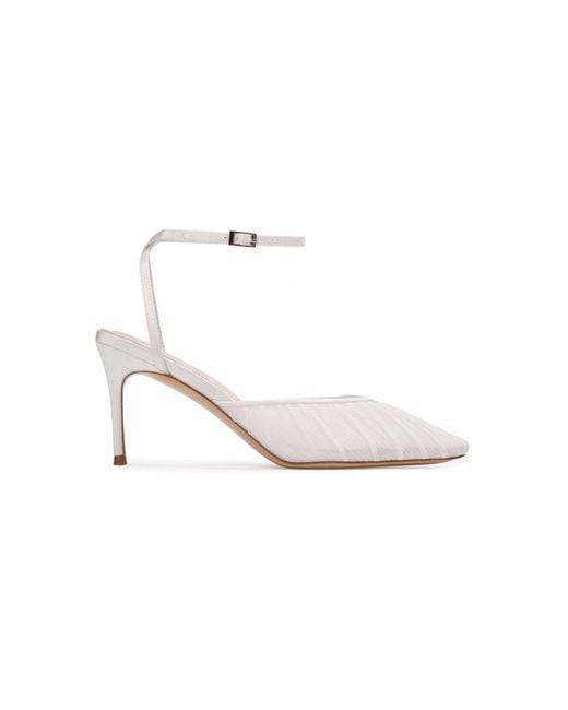 Black Suede Studio White Melody Tulle Pumps