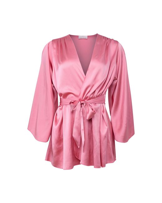 Fleur du Mal Pink Angel Stretch-Silk Robe