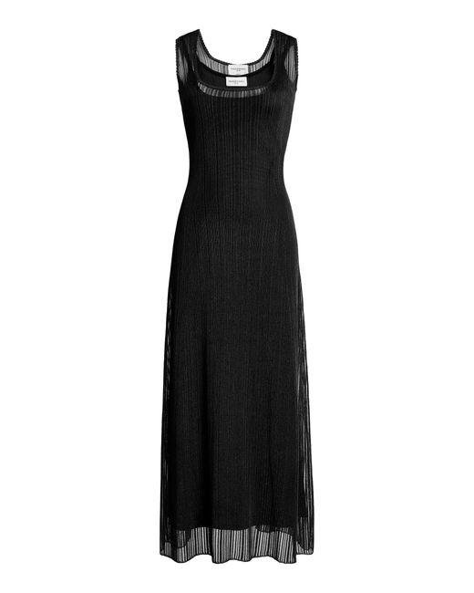 Brandon Maxwell Black Rue Pointelle Midi Dress