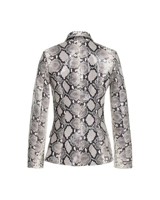 Brandon Maxwell White The Gage Tailored Snake-Effect Leather Jacket