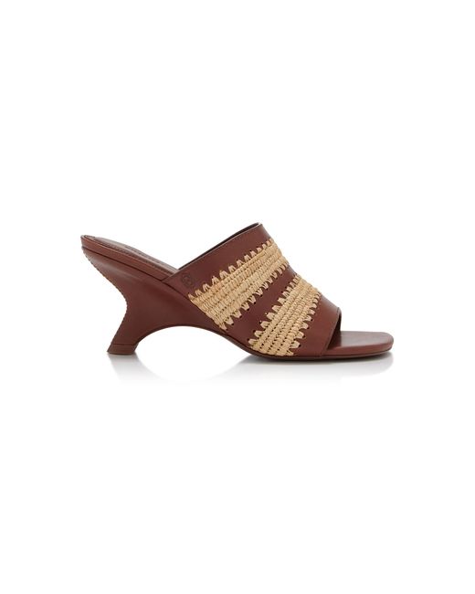 Jonathan Simkhai Brown Shadow Raffia Sandals