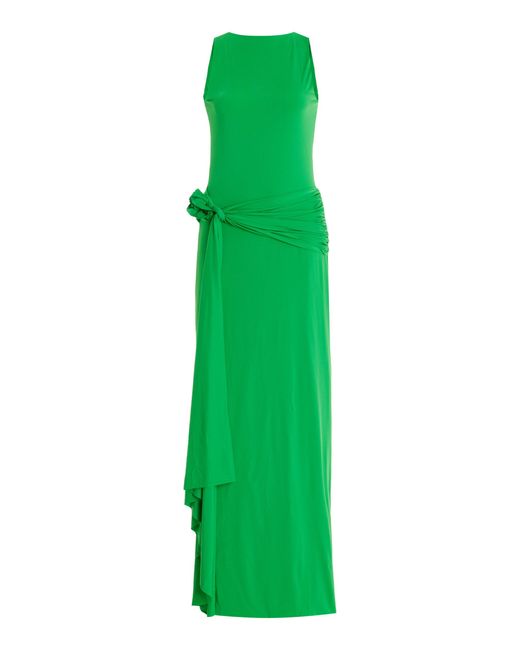 Maygel Coronel Green Tirso Rosette-detailed Sleeveless Jersey Maxi Dress