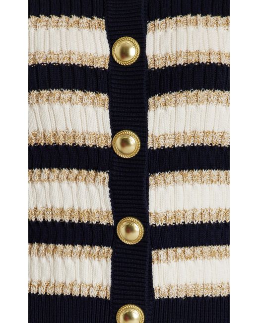 Cara Cara Black Bettina Striped Metallic-cotton Knit Cardigan