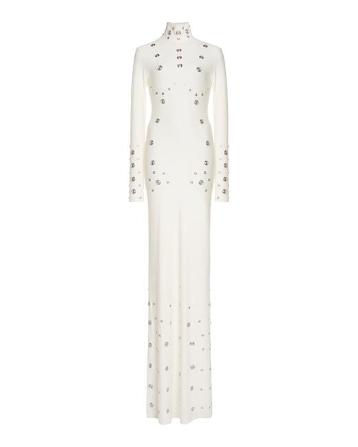 Coperni White Snap-embellished Spandex Maxi Dress