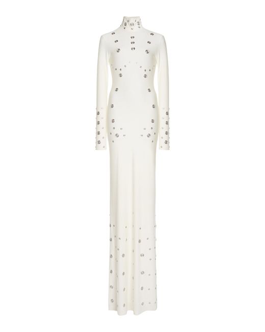 Coperni White Snap-embellished Spandex Maxi Dress