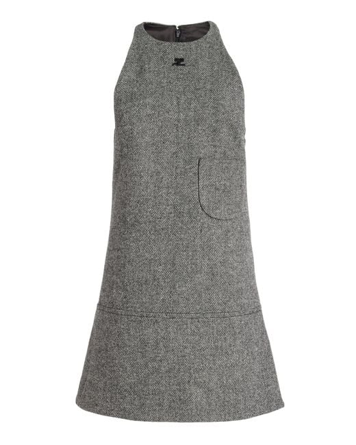 Courreges Gray Sleeveless Wool-blend Mini Dress