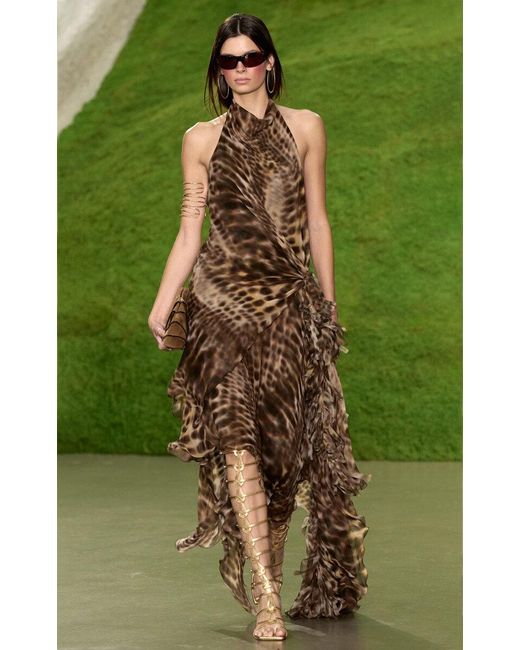 Cult Gaia Green Faye Silk Maxi Dress