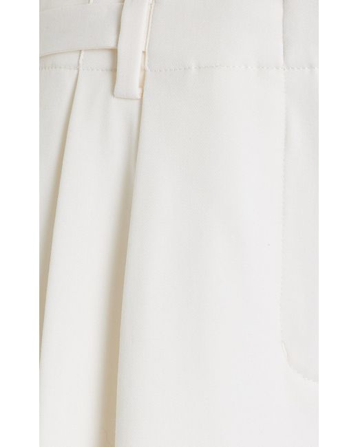 Jonathan Simkhai White Pleated Wool-blend Shorts