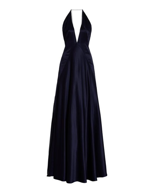 Michael Lo Sordo Blue Bond 007 Paloma Silk-satin Gown