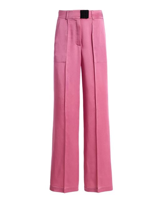 Bevza Pink Exclusive Bra Closure Satin Trousers