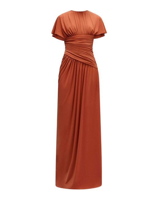 Amsale Red Asymmetric Jersey Gown