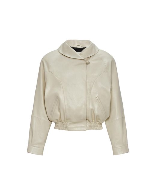 Magda Butrym Natural Double-Breasted Leather Jacket